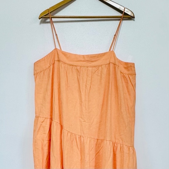 NWOT Abercrombie & Fitch Linen-blend Asymmetrical Tiered Maxi Dress Orange Sz XL - Picture 5 of 10